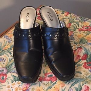 Black high heel slip on shoes